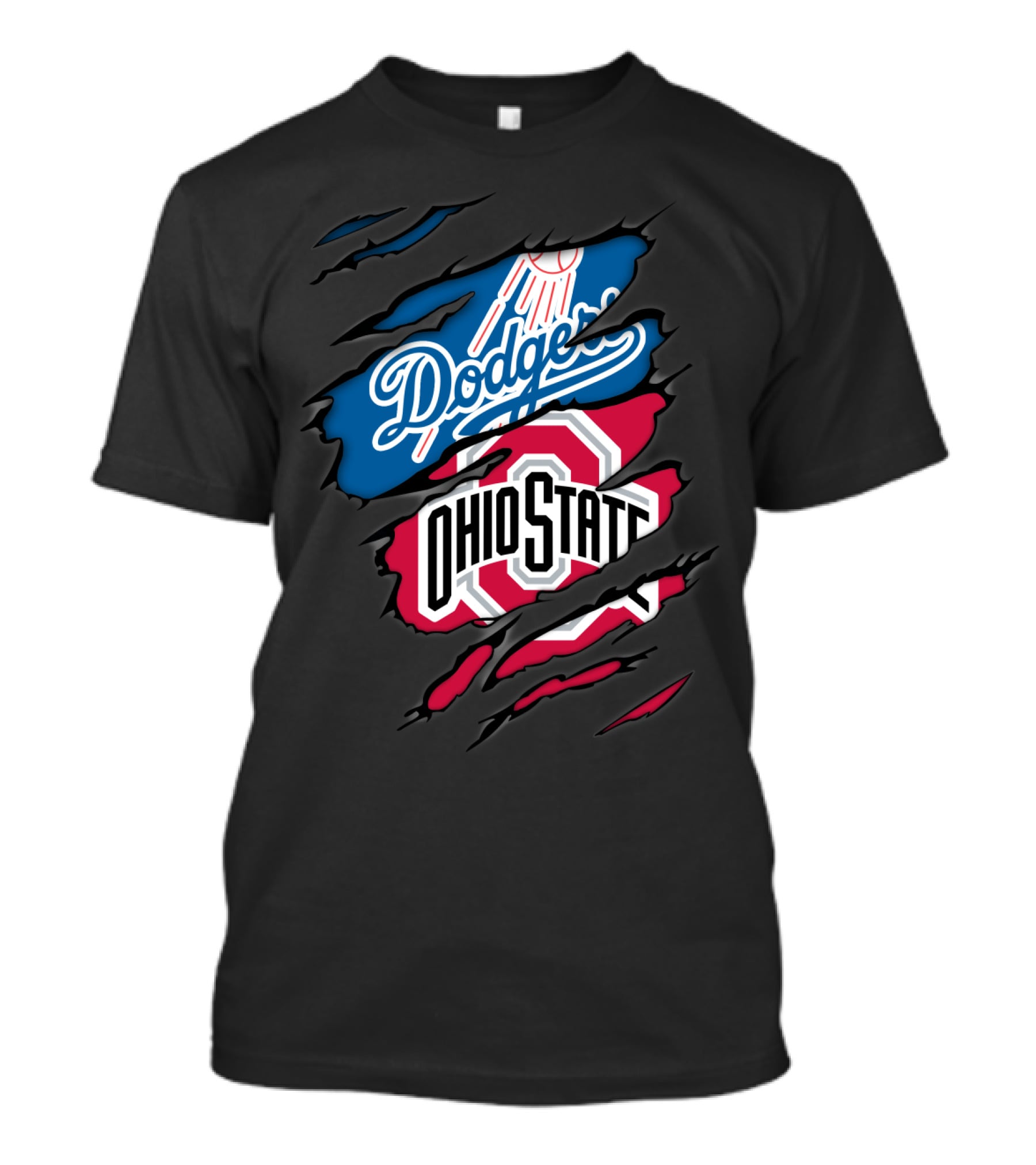 Dodgers Ohio State Hidden Logos Torn Reveal T-Shirt