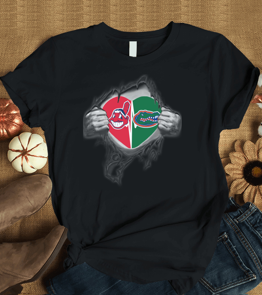 Indians Gators Heart Split Transformation T-Shirt
