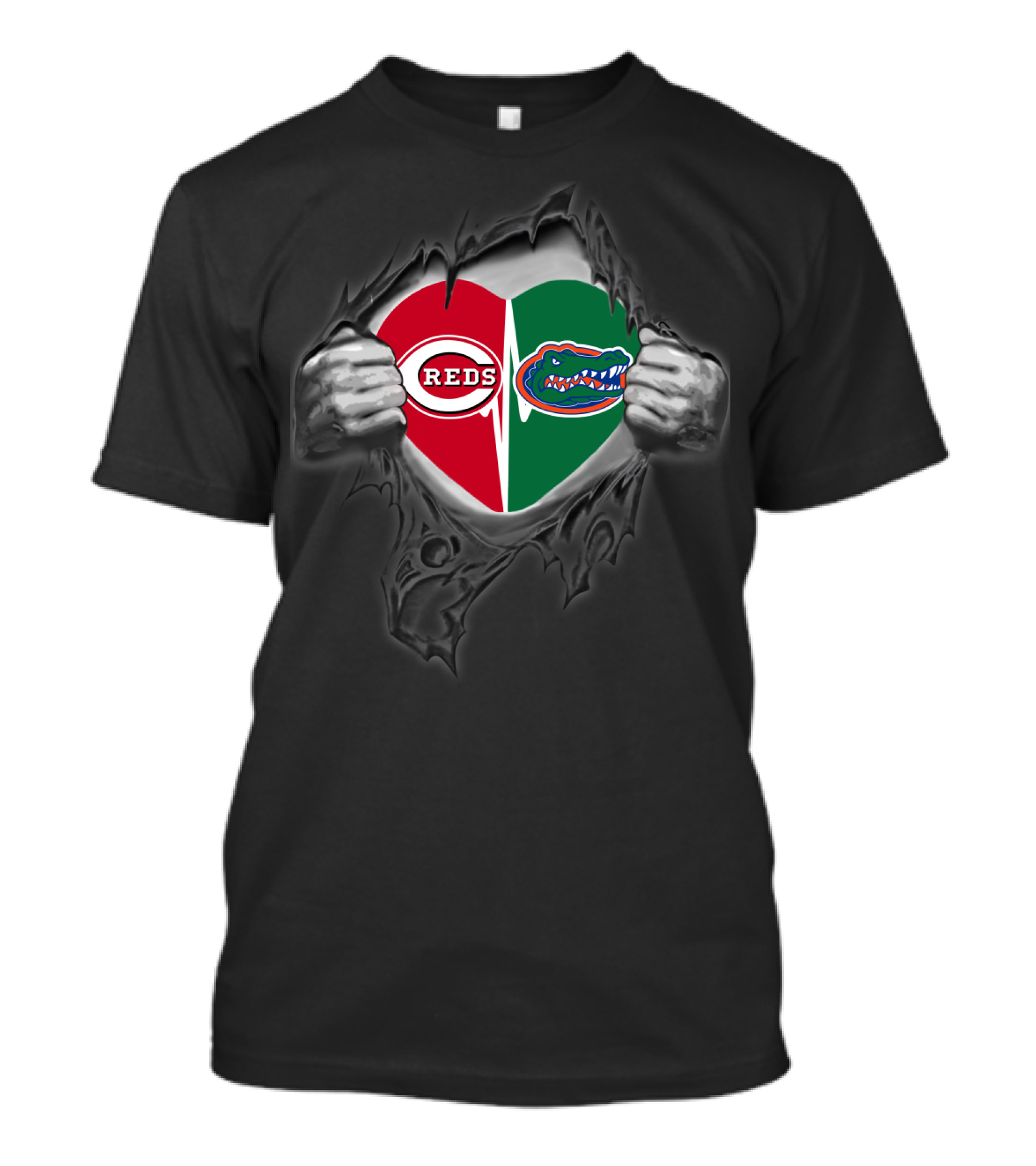 Cincinnati Reds Florida Gators Team Heart Fusion T-Shirt