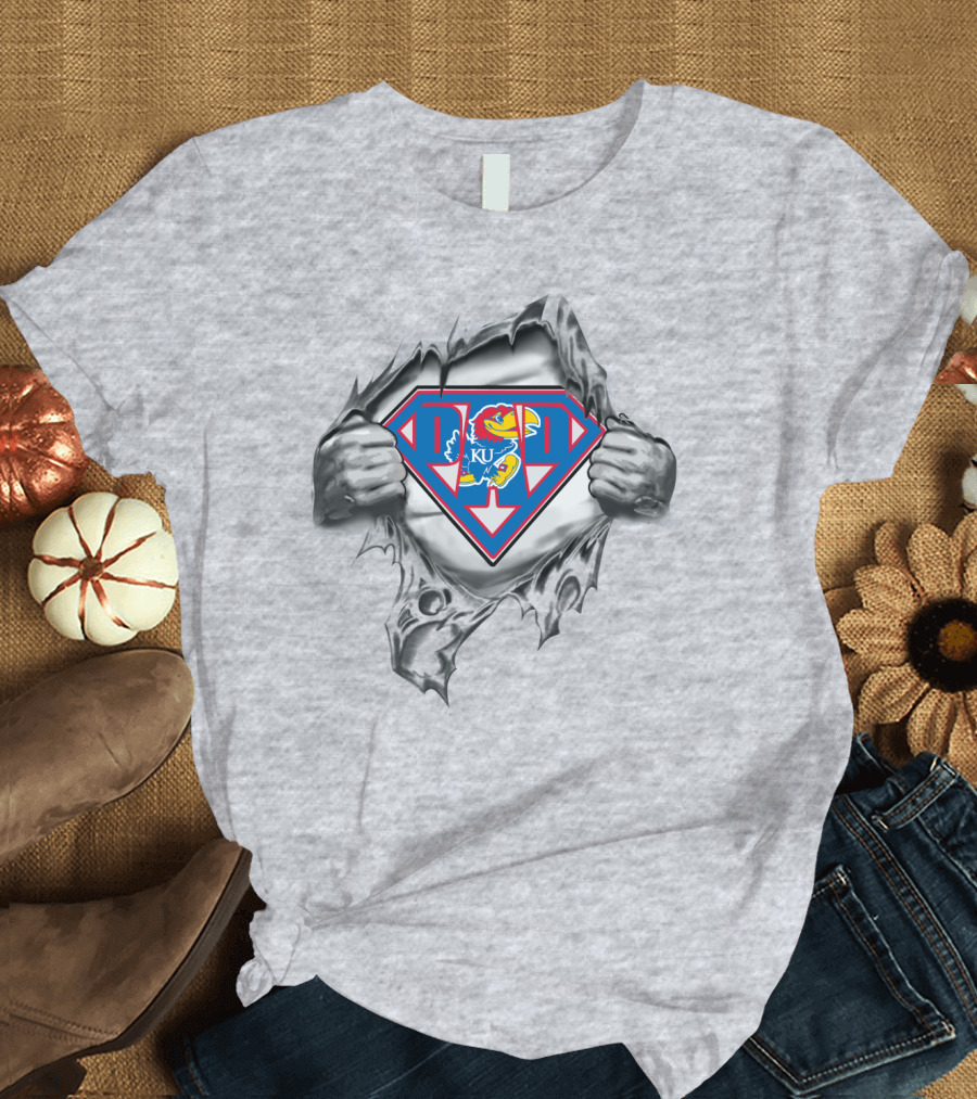 KU Kansas Jayhawks Superman Logo Tear T-Shirt