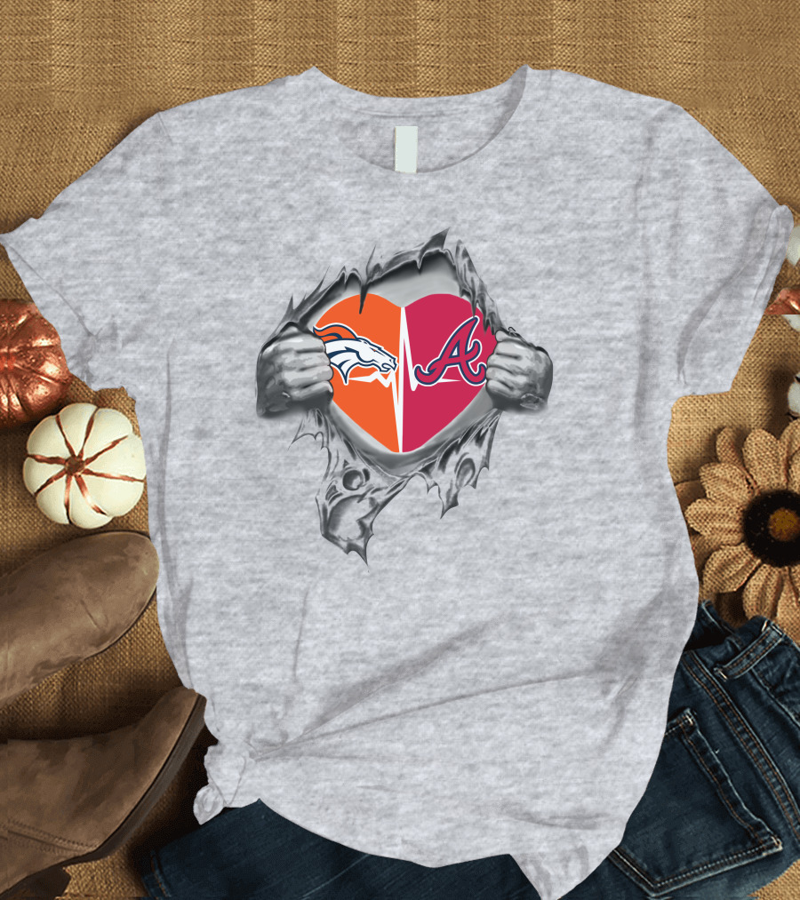 Broncos Braves Heartbeat Broncos Heart T-Shirt