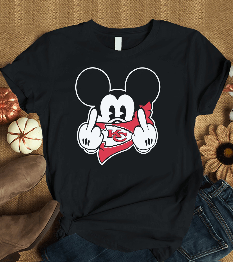 Chiefs KC Mickey Mouse Middle Finger T-Shirt