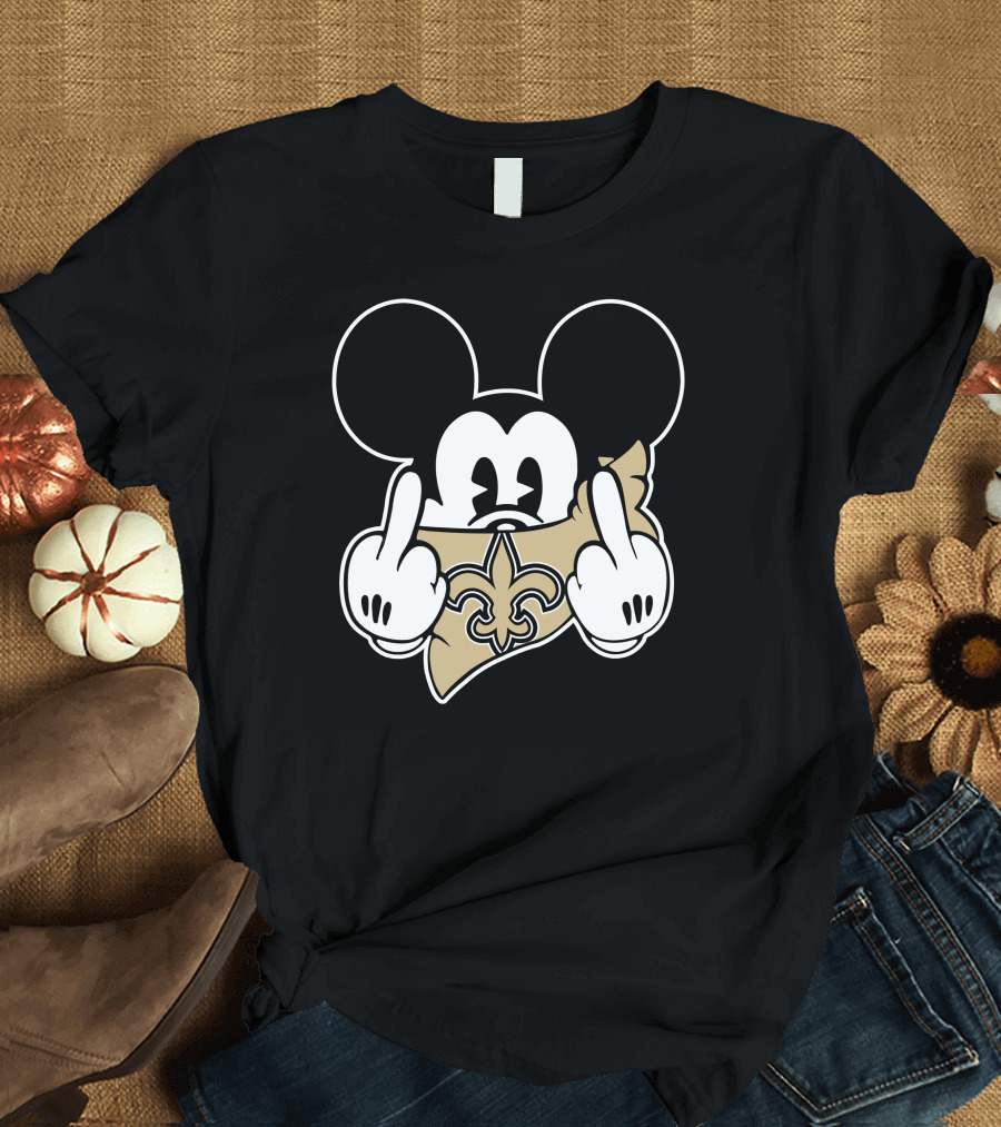 Saints Logo Gesture with Mouse Ears and Fleur-de-lis T-Shirt