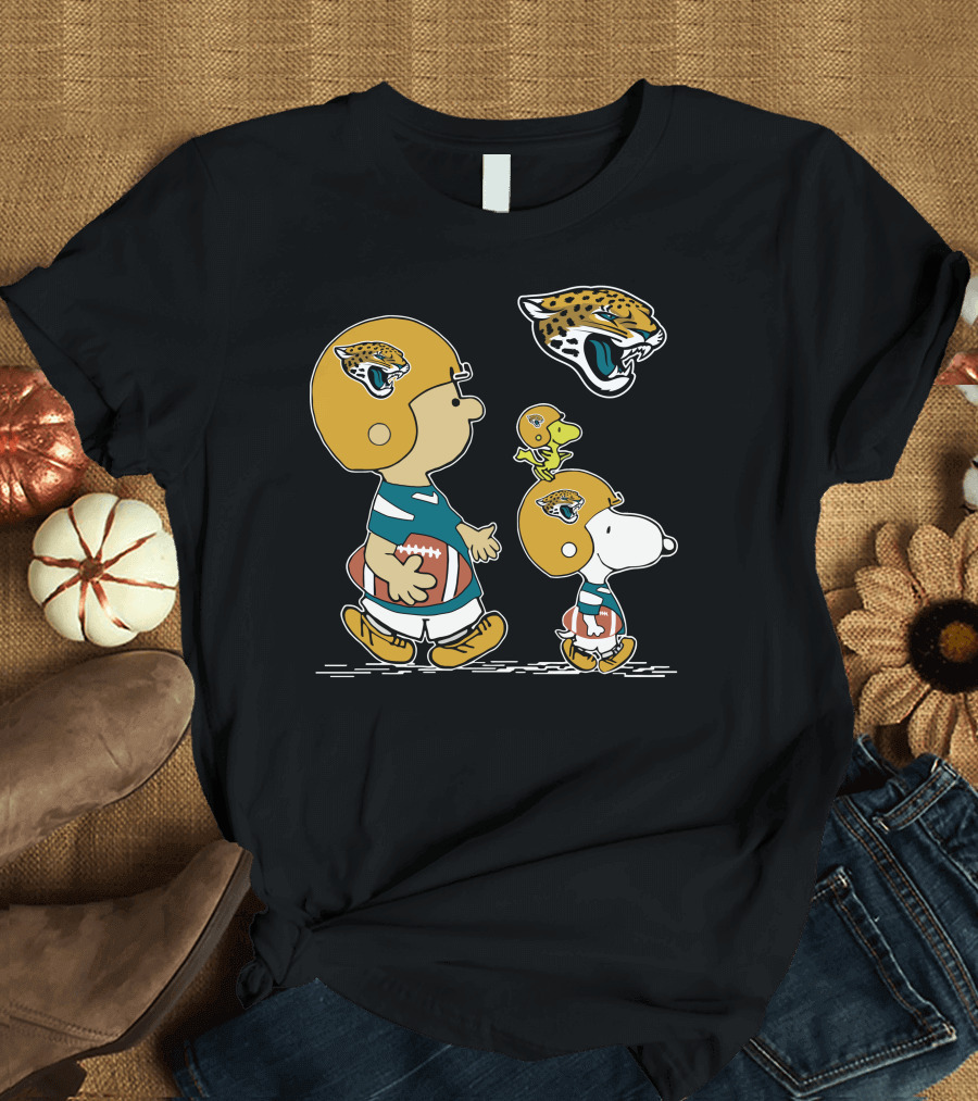 Jaguars Snoopy Charlie Brown Woodstock Football Helmet T-Shirt