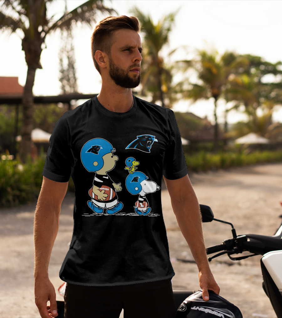 Carolina Panthers Snoopy And Woodstock Football Helmet T-Shirt