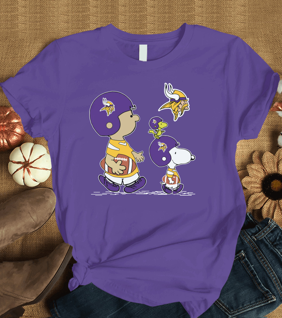 Vikings Snoopy and Woodstock Football Team Fans T-Shirt