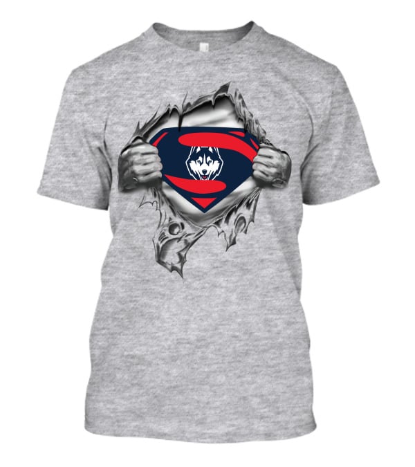 Connecticut Huskies Superman Emblem Torn T-Shirt