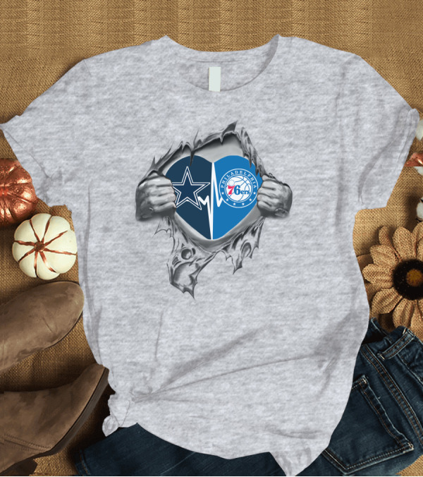T-Shirt: Cowboys 76Ers Heart Split Logo Dallas Philadelphia Loyalty T-Shirt Cowboys 76Ers Heart Split Logo Dallas Philadelphia Loyalty T-Shirt