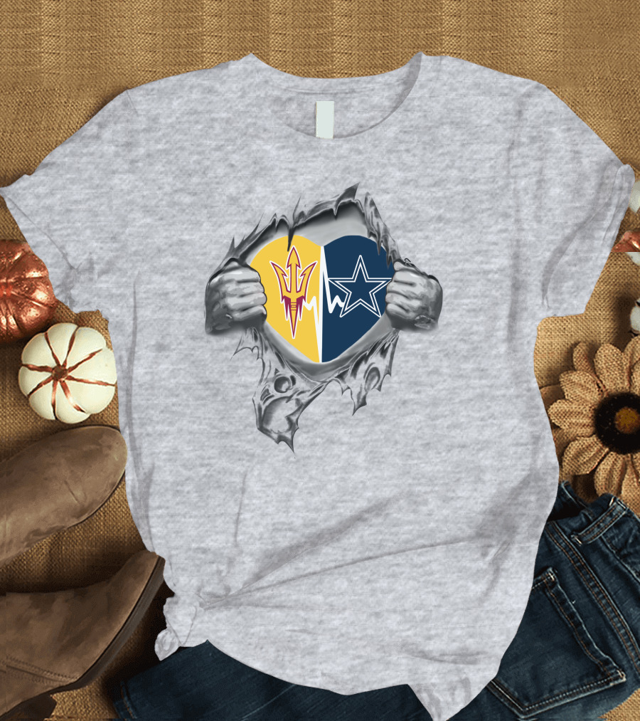 Arizona State Sun Devils Dallas Cowboys Heart T-Shirt