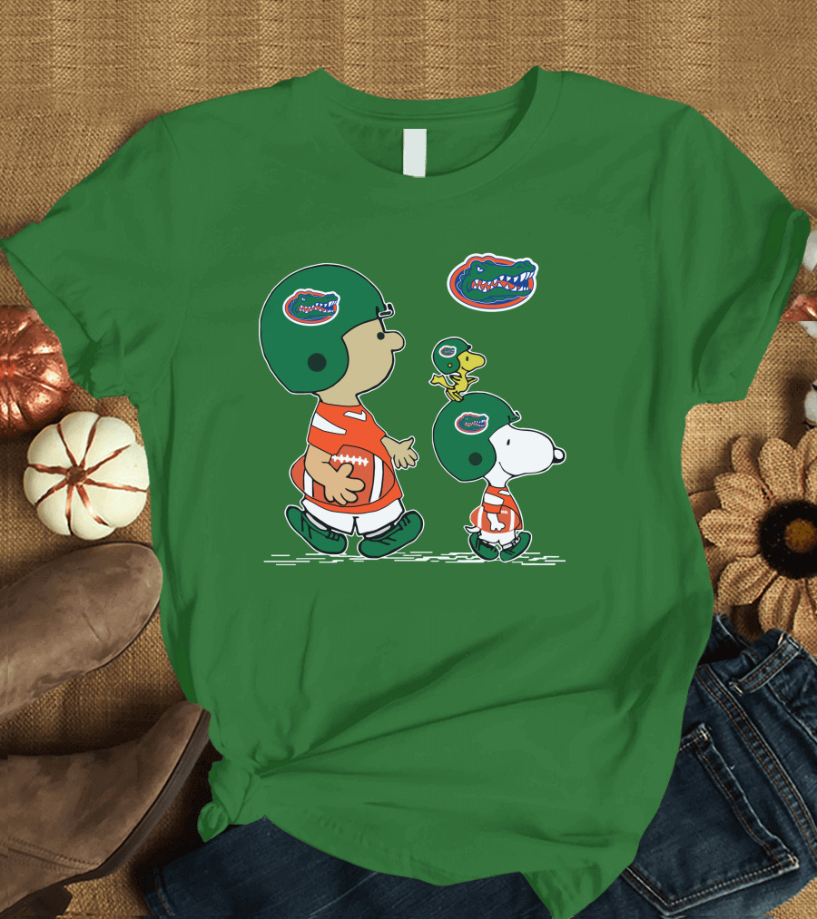 Florida Gators Snoopy and Woodstock Football Helmets T-Shirt