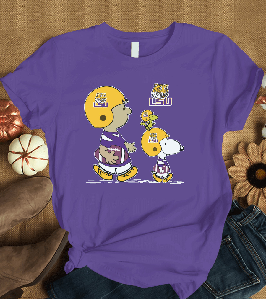 LSU Tigers Snoopy and Woodstock Football Adventure T-Shirt