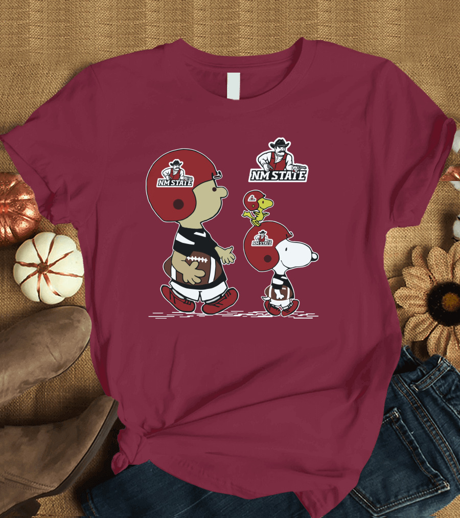 NM State Snoopy Football Helmet Peanuts Characters T-Shirt
