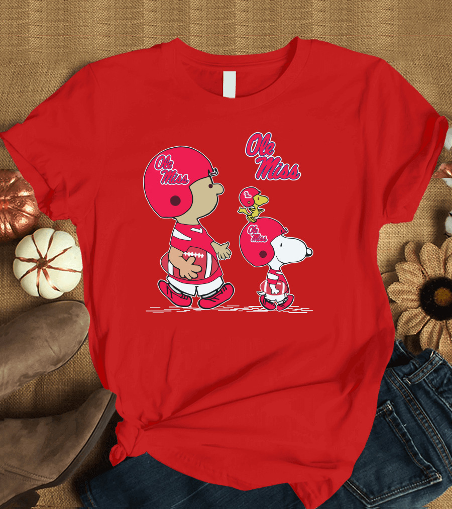 Ole Miss Snoopy Football Team Helmets T-Shirt