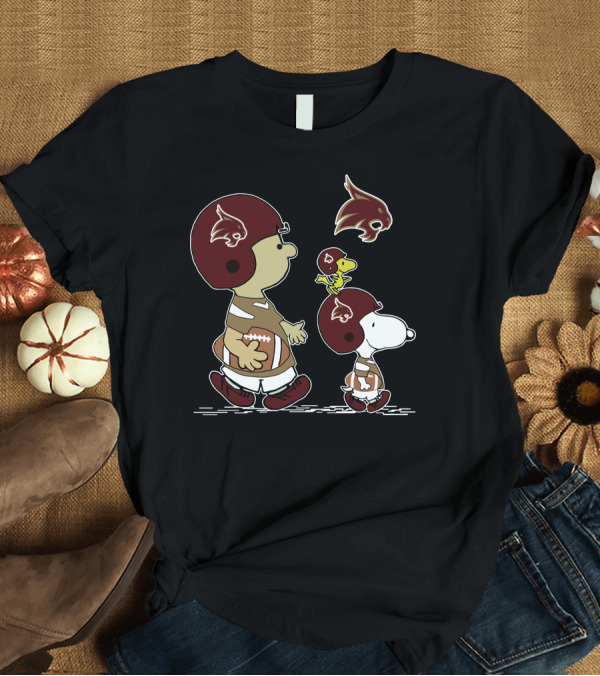 T-Shirt: Texas State University Bobcats Snoopy and Woodstock Football T-Shirt Texas State University Bobcats Snoopy and Woodstock Football T-Shirt