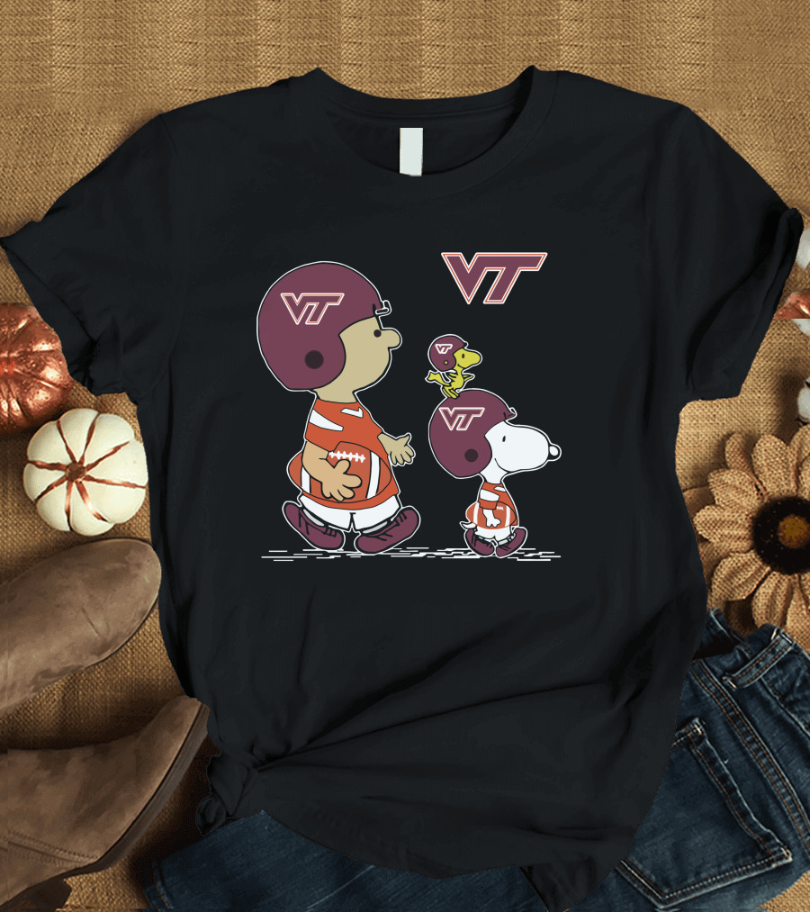 Virginia Tech Hokies Snoopy Woodstock Football Peanuts Cartoon VT T-Shirt