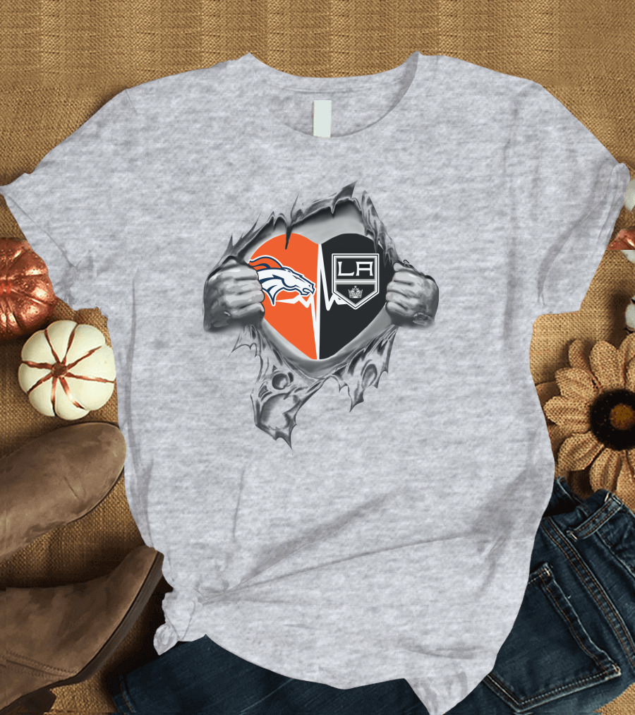 Broncos LA Kings Heart Tearing T-Shirt