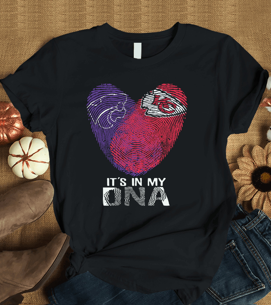 Kansas State Wildcats Chiefs It's In My DNA Football Fan Spirit T-Shirt