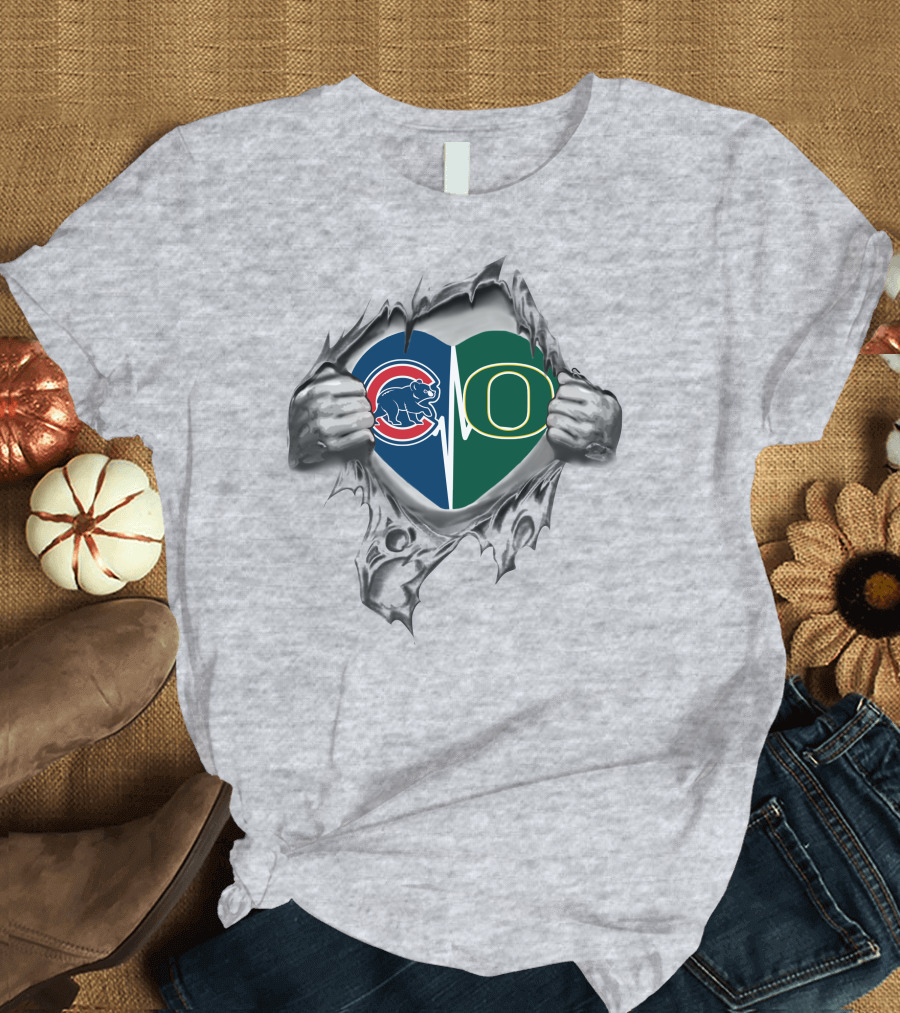 Cubs Ducks Heart Rip T-Shirt