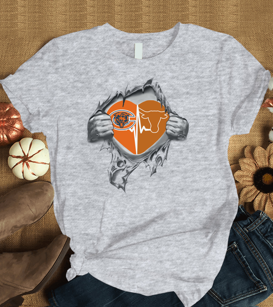 Bears Longhorn Heart Logo Inside Torn T-Shirt