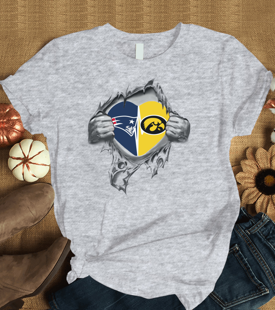 Patriots Hawkeyes It's In My Heart New England Iowa Football Fan Love T-Shirt