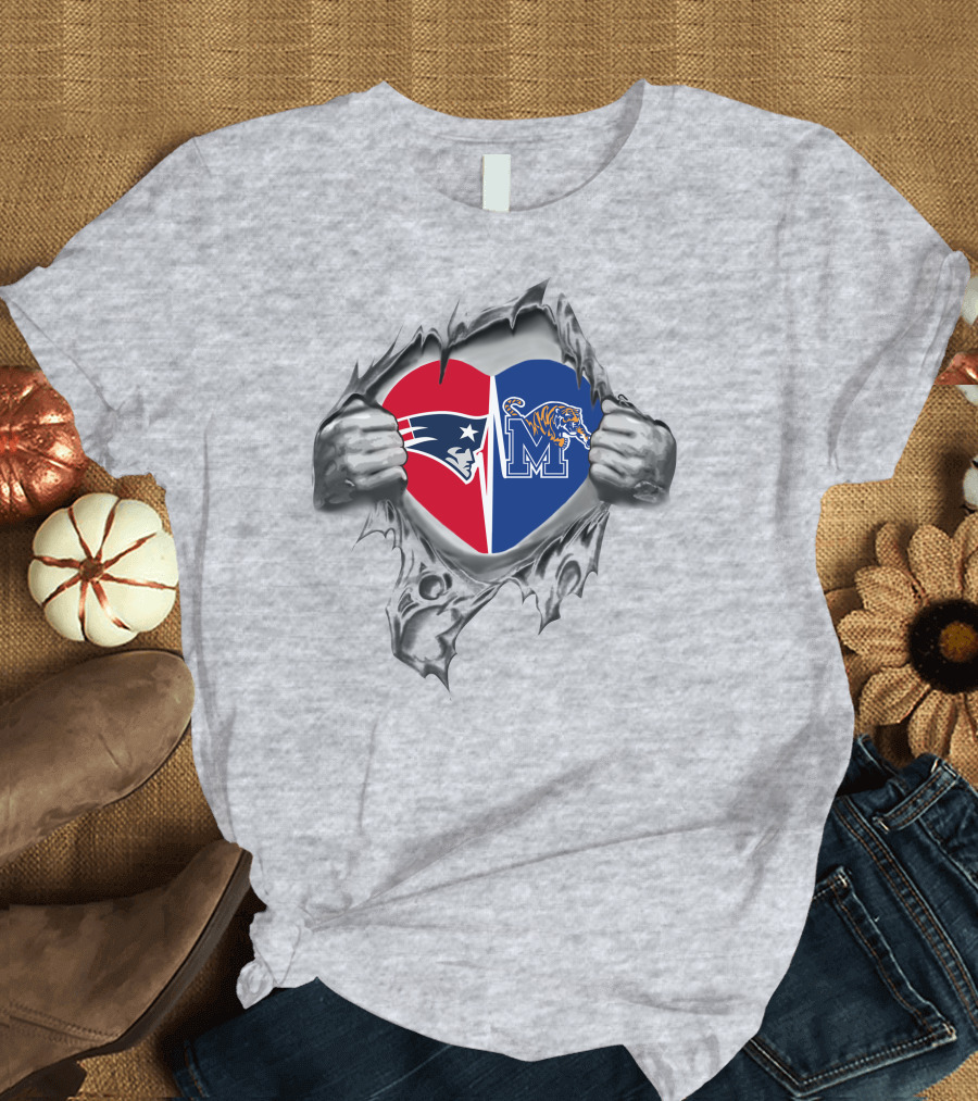 Patriots Memphis Tigers Heart T-Shirt