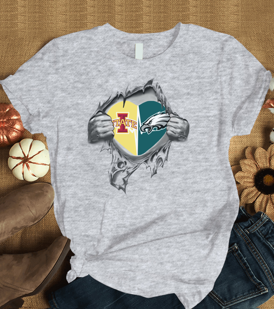 Eagles Iowa State Heart Logo Fusion T-Shirt