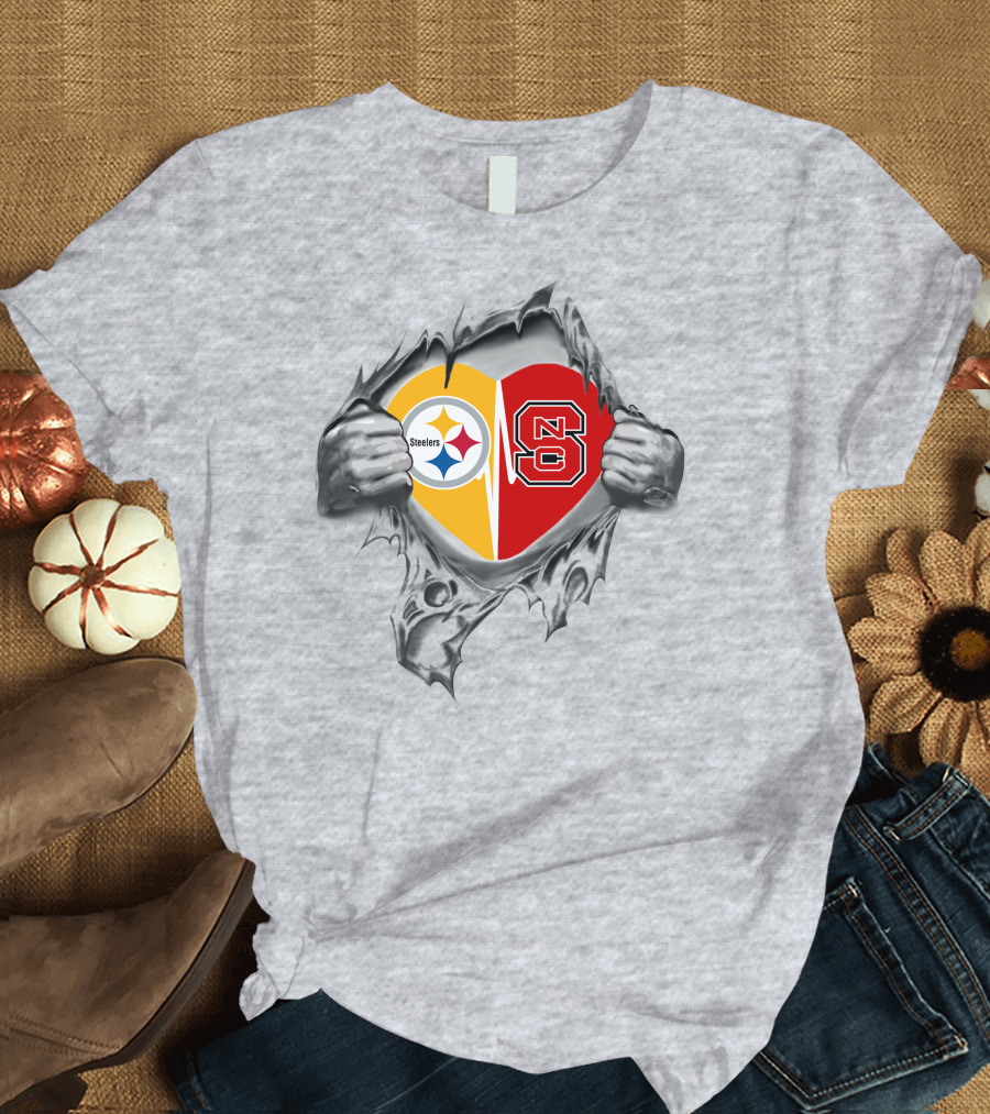 Steelers NC State Heart Pittsburgh Pride Wolfpack Loyalty T-Shirt