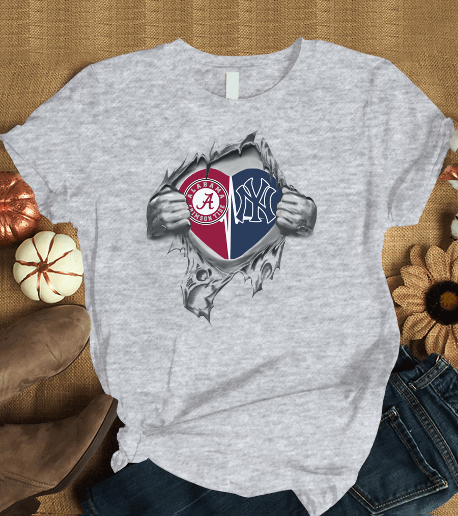 Alabama Crimson Tide Yankees Heart T-Shirt