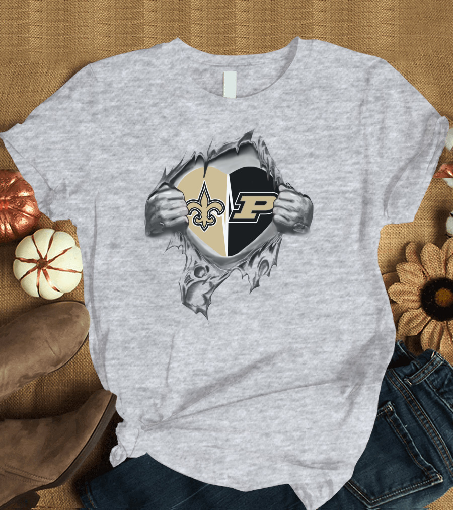 Saints Purdue Heart Rip T-Shirt