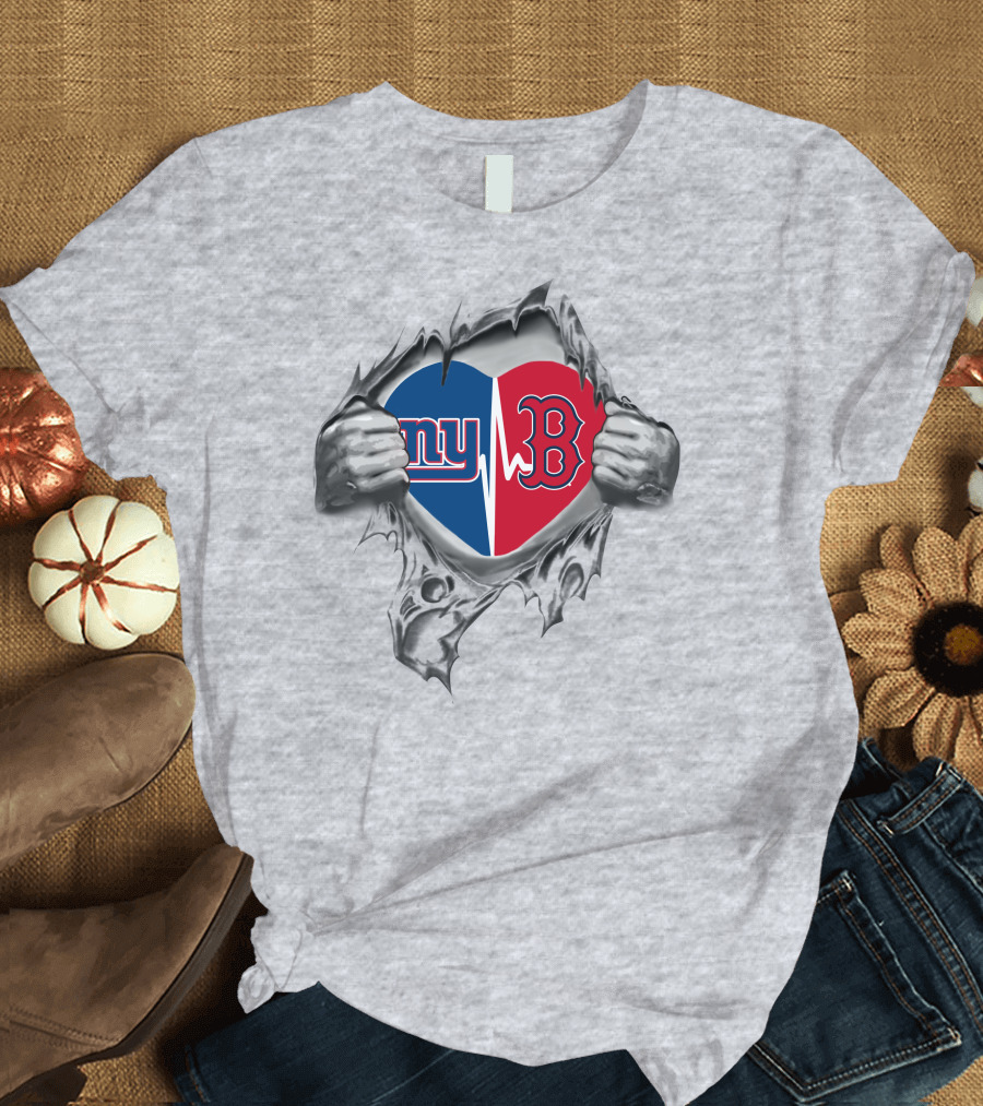 Giants Redsox Heartbeat Ny B Fan Passion T-Shirt