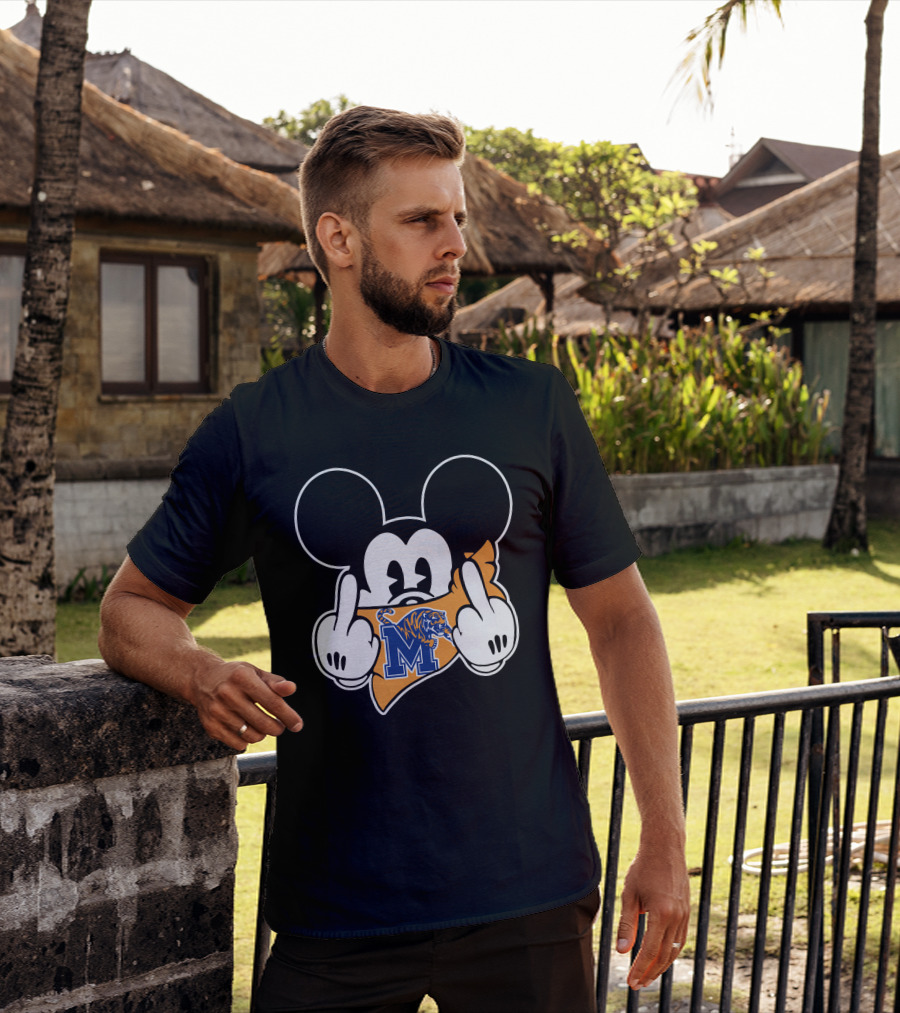 Memphis Tigers Mickey Mouse Logo Bandana Gesture T-Shirt
