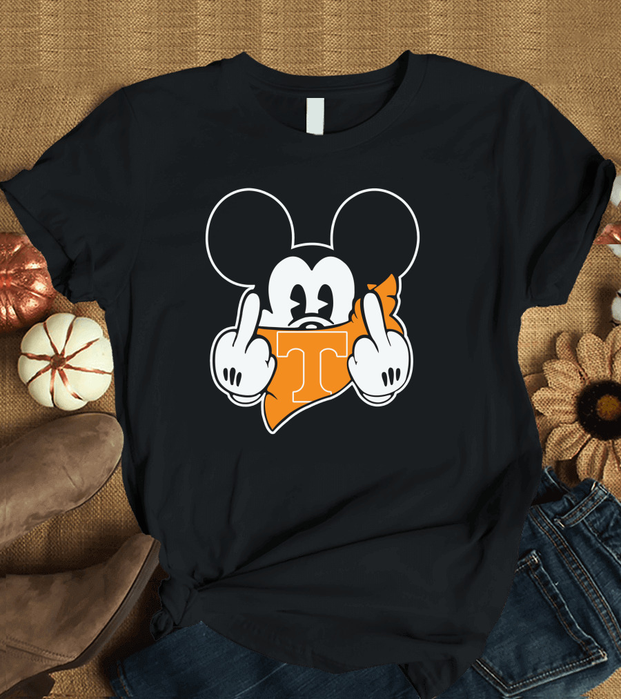 Tennessee Volunteers Mickey Mouse Middle Finger Gesture T-Shirt