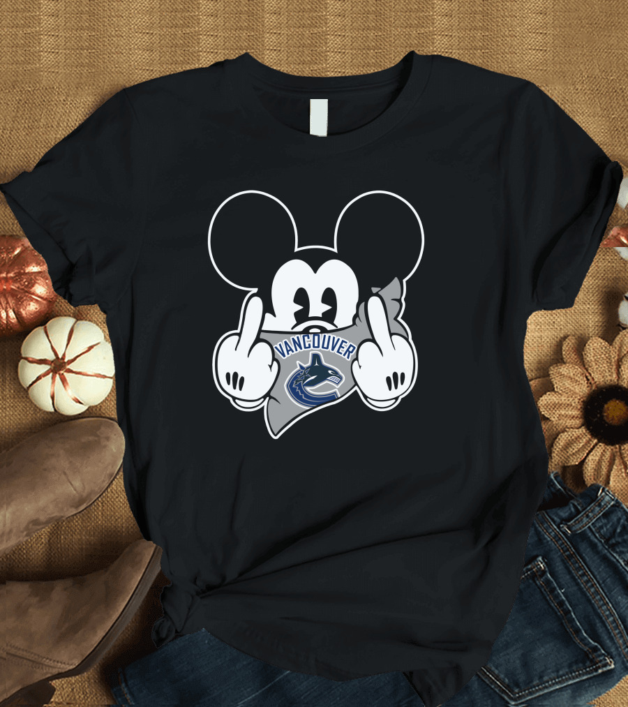 Vancouver Canucks Mickey Mouse Middle Finger T-Shirt