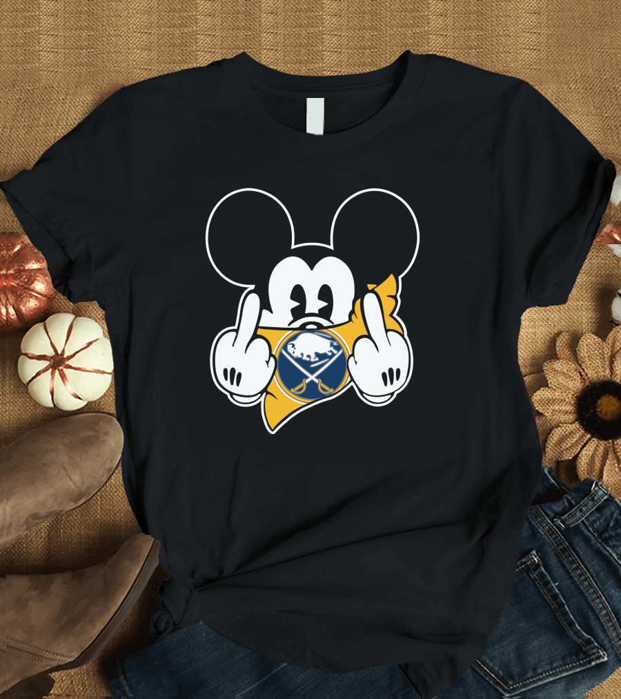 Sabres Hockey Mickey Mouse Middle Finger T-Shirt