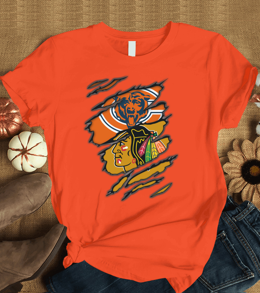 Bears Blackhawks NFL NHL Crossover T-Shirt