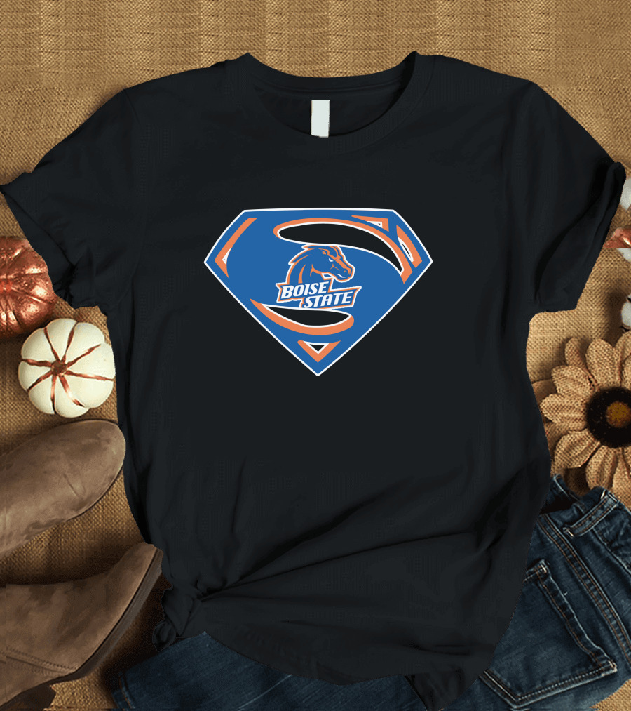 Boise State Superman Boise State Broncos Super Hero Emblem T-Shirt