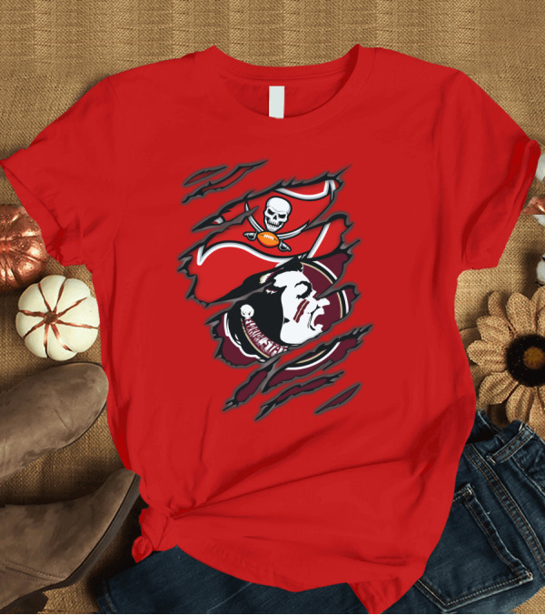 T-Shirt: Buccaneers Seminoles Skull and Tomahawk Football Fusion T-Shirt Buccaneers Seminoles Skull and Tomahawk Football Fusion T-Shirt