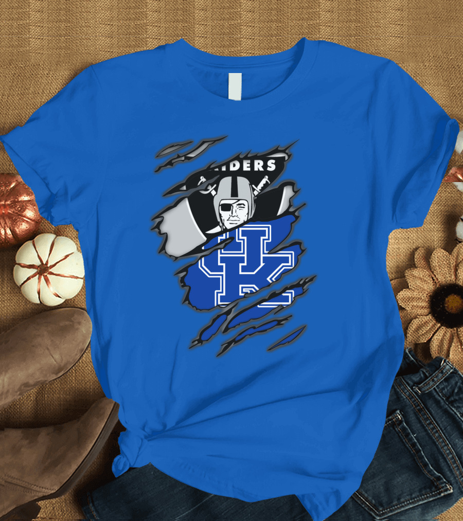 Raiders Kentucky Interlocking Design with Raider and UK Symbols T-Shirt