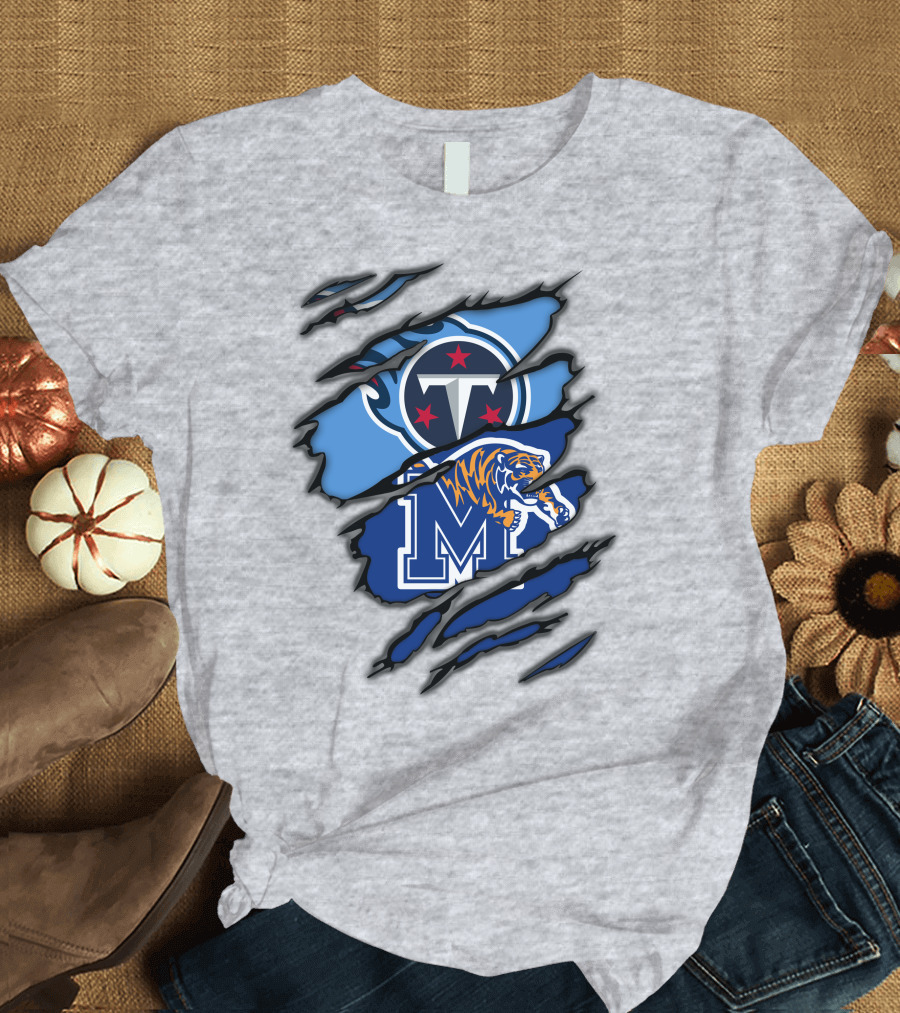 Tennessee Titans Memphis Tigers Claw Marks Logo Fusion T-Shirt