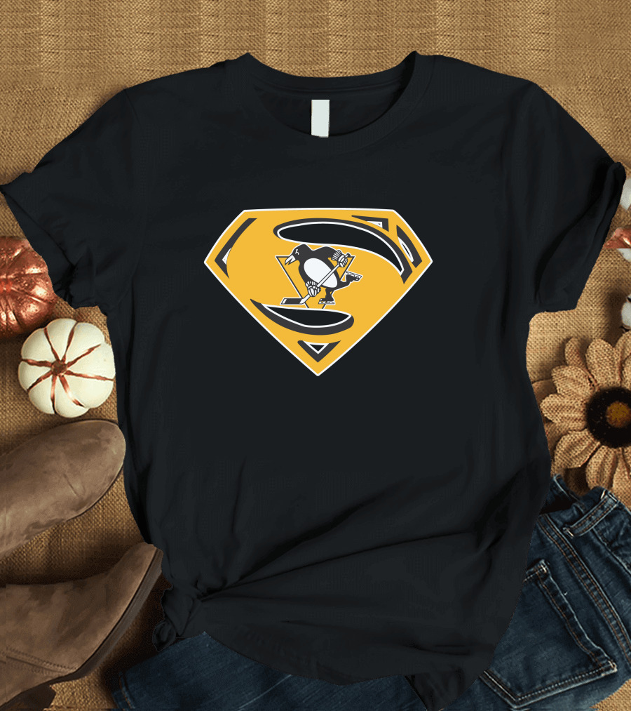Superman Pittsburgh Penguins Hockey Logo Fusion T-Shirt
