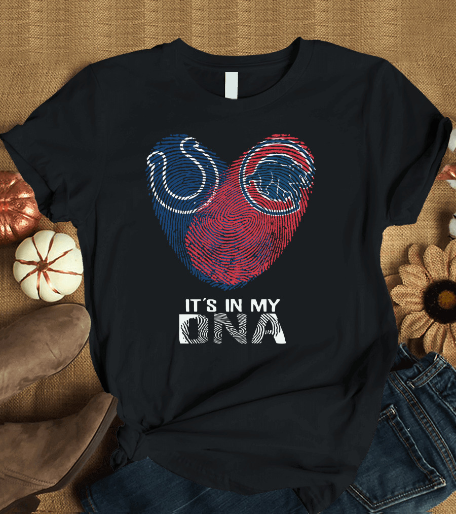 Colts Cubs It's In My DNA Fingerprint Heart T-Shirt