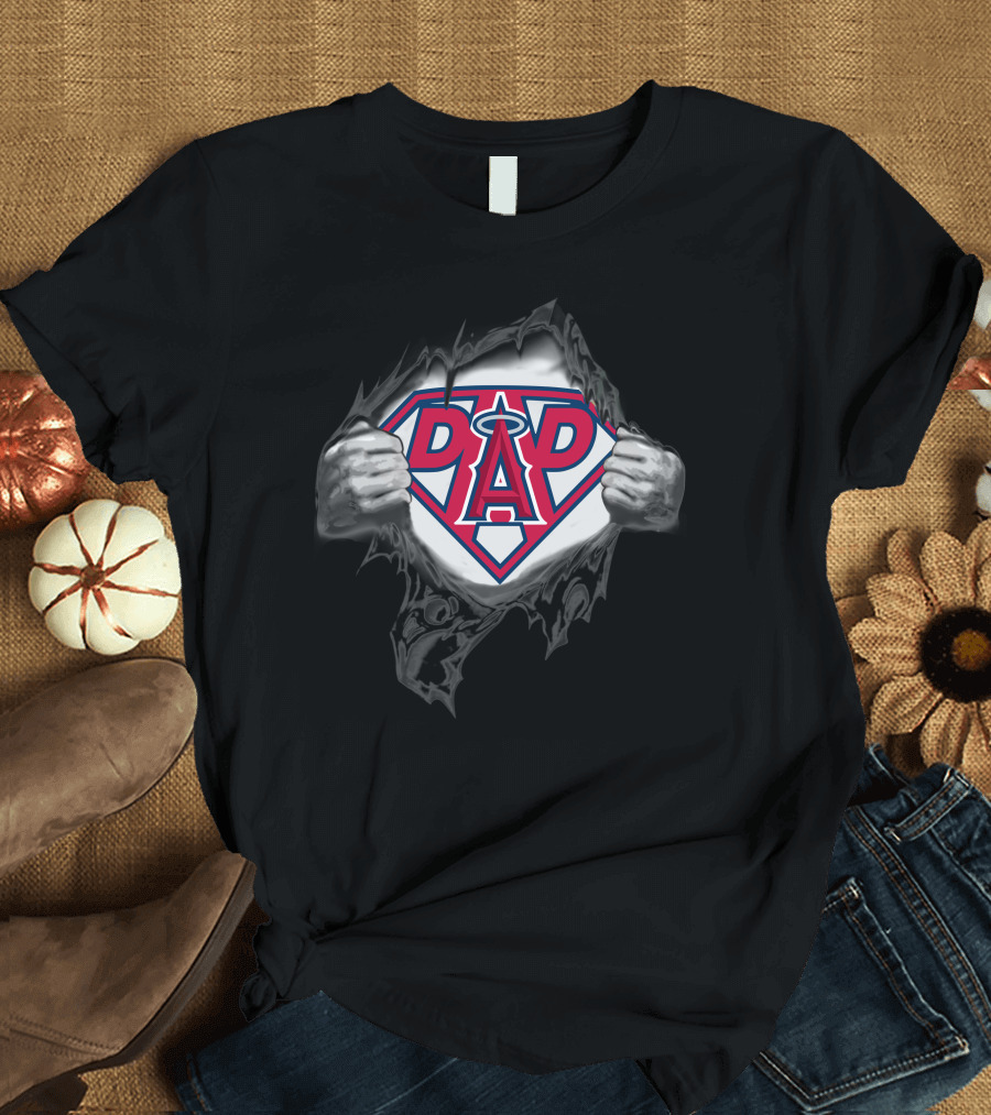 Los Angeles Angels Super Dad Logo in Superman T-Shirt