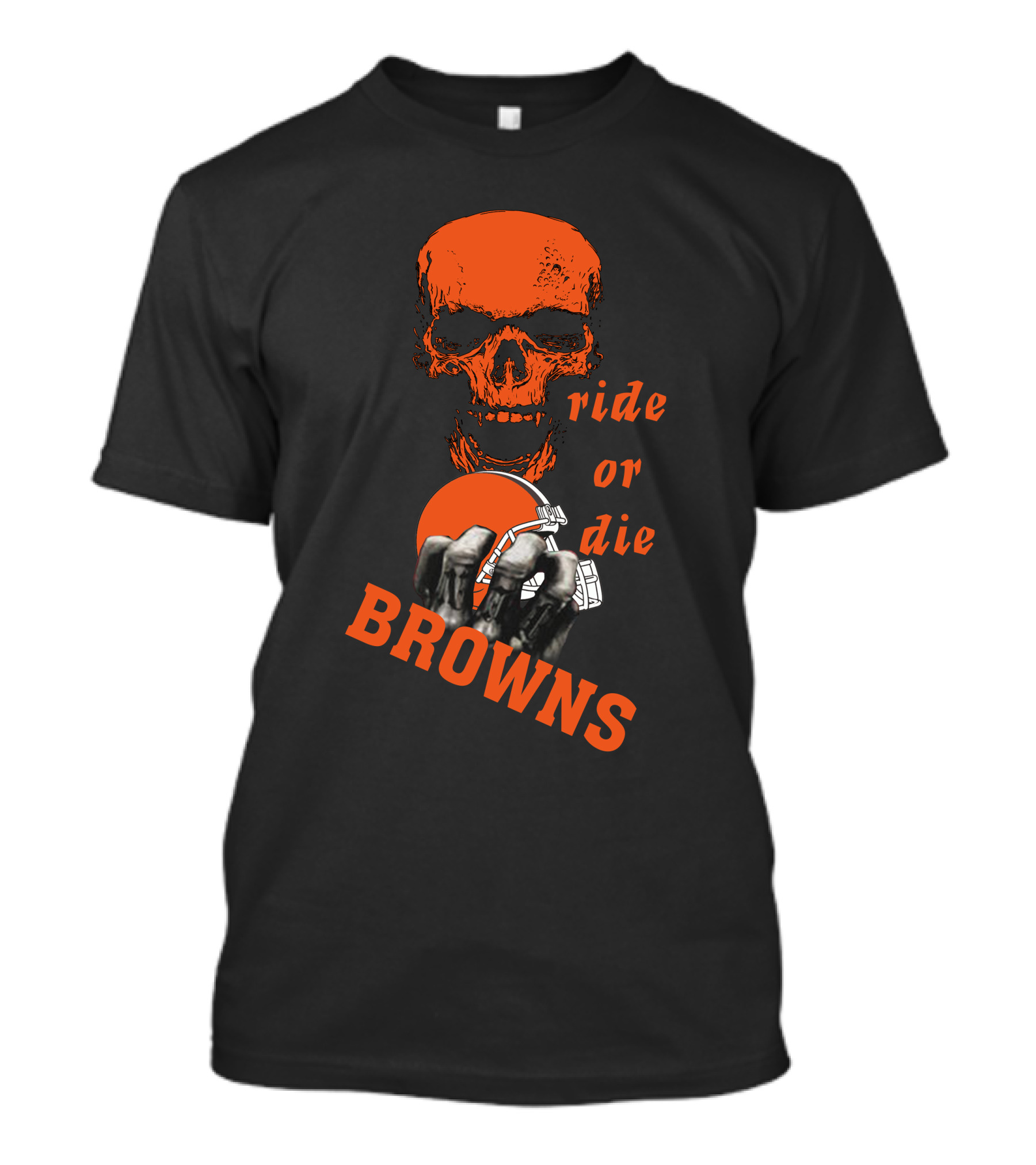 Browns Ride Or Die Skull And Helmet Fan T-Shirt