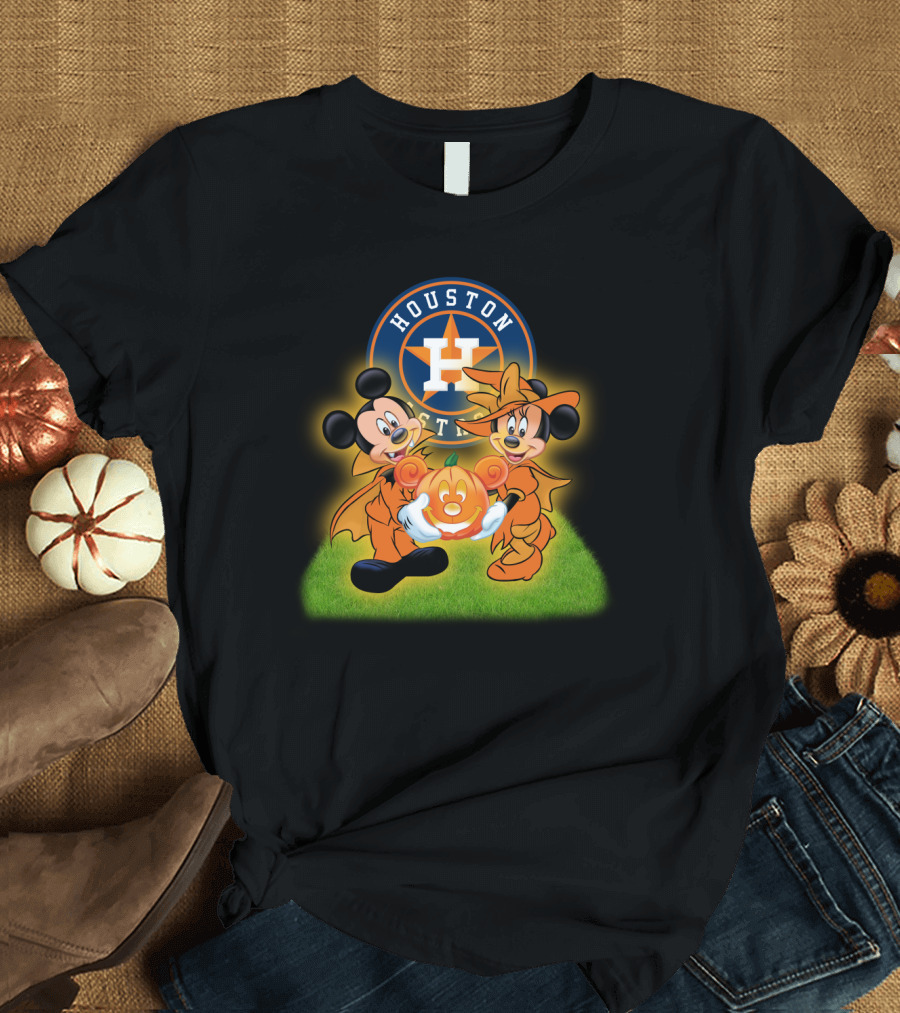 Houston Astros Halloween Mickey and Minnie Pumpkin Magic T-Shirt
