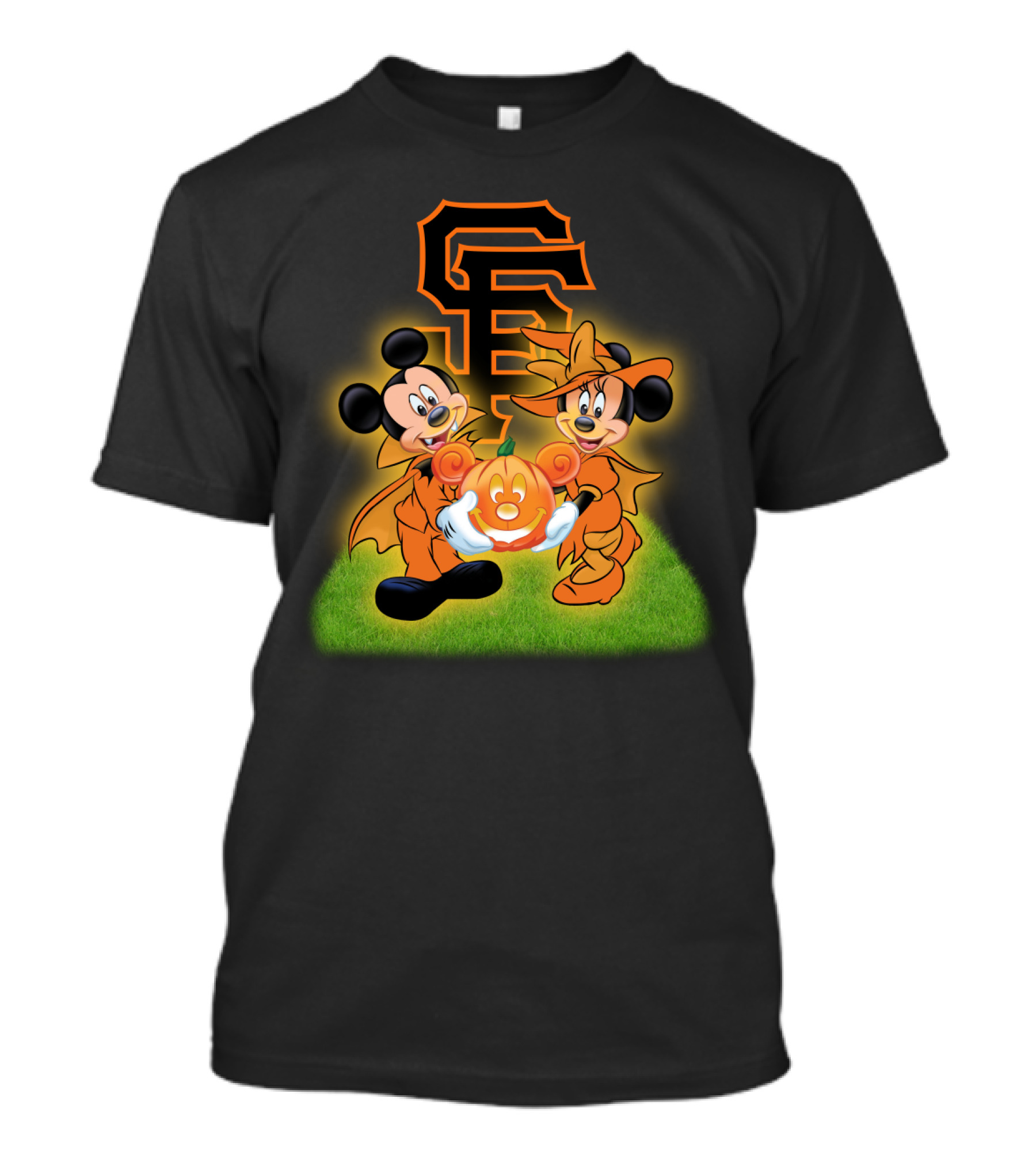 Sf Giants Halloween Mickey And Minnie With Pumpkin T-Shirt