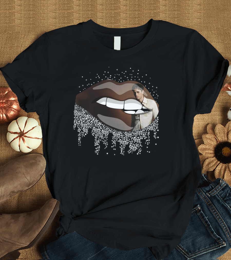 Enrique Iglesias Graphic with Sparkling Lips T-Shirt