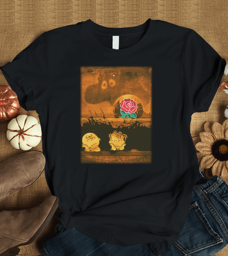Peanuts Halloween England Rugby RFU Rose Moon Scene T-Shirt