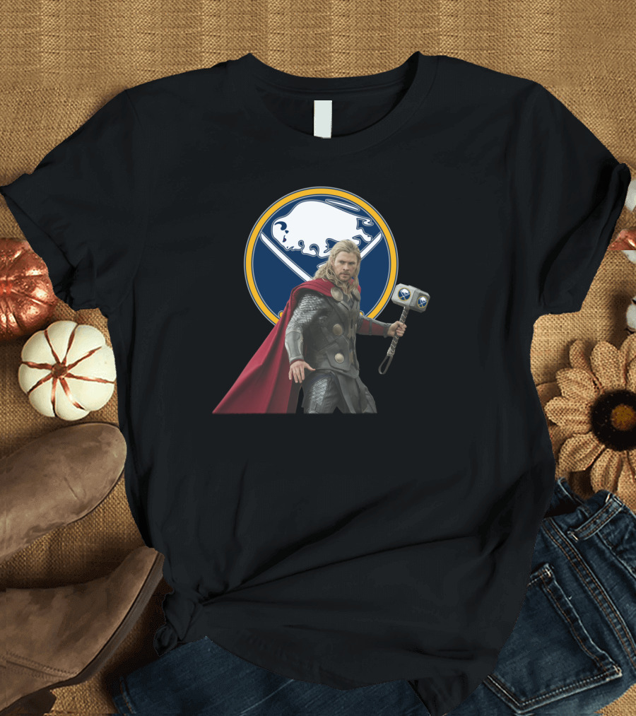 Buffalo Sabres Thor Crossover With Mjolnir And Sabres T-Shirt