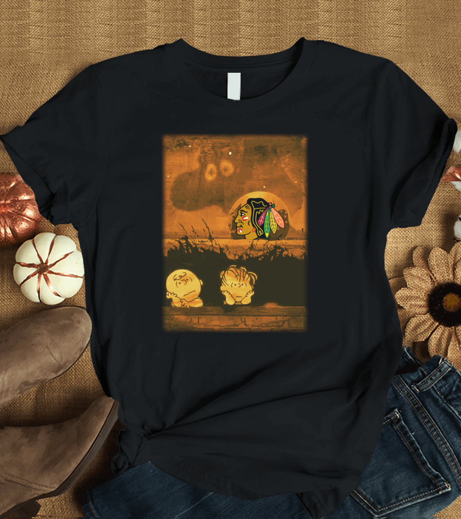 Halloween Charlie Brown Chicago Blackhawks Peanuts Crossover T-Shirt