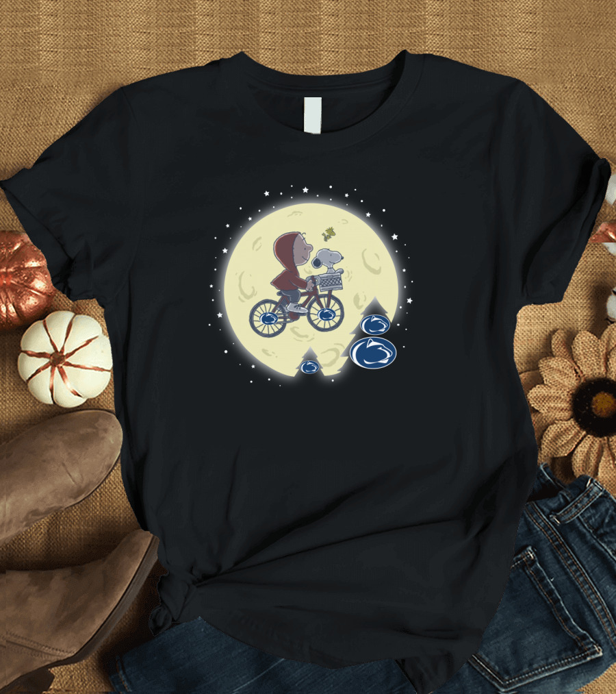 PENN STATE Nittany Lions Football Halloween Moon E.T. Peanuts Crossover T-Shirt